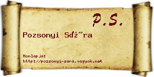 Pozsonyi Sára névjegykártya