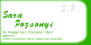 sara pozsonyi business card